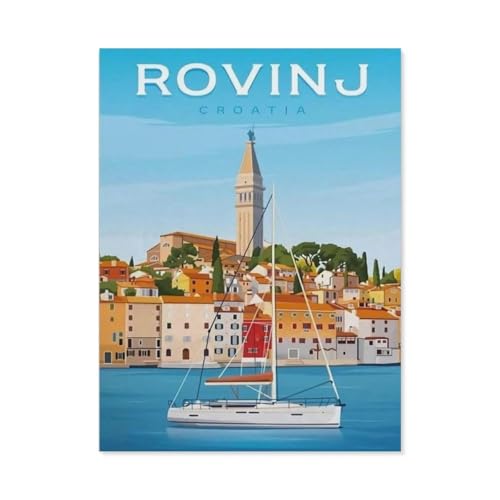 PGCKSK Full Round Drill 5d DIY Diamond Painting,Rovinj Kroatien Vintage Reiseposter,Diamond Embroidery Wall Home Decoration Kids Gift(50 x 60 cm/19.68 x 23.62 Zoll)-AK10 von PGCKSK