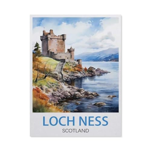 PGCKSK Loch Ness Schottland，Full Round Diamond 5D DIY Diamond Painting 3D Stickerei Kreuzstich Mosaik Gemälde Dekor（30 x 40 cm/11.81 x 15.74 Zoll）-AY54 von PGCKSK