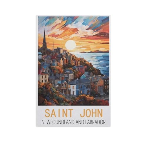 PGCKSK Round Diamond 5D DIY，Saint John Newfoundland und Labrador，5d DIY Diamant Malerei Kreuzstich Mosaik Strass Home Decoration（30 x 40 cm/11.81 x 15.74 Zoll）-FP68 von PGCKSK