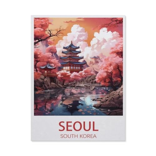 PGCKSK Seoul Südkorea Vintage Reiseposter Landschaft，Full Round Diamond 5D DIY Diamond Painting 3D Stickerei Kreuzstich Mosaik Gemälde Dekor（30 x 40 cm/11.81 x 15.74 Zoll）-AG50 von PGCKSK