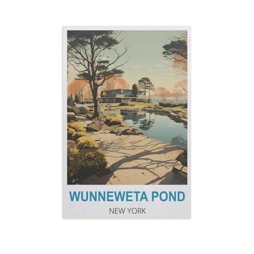 PGCKSK Wunneweta Pond, New York，Diamant-Malerei-Sets für Erwachsene – 5D-Diamant-Malerei-Kit, Vollbohrer Diamant-Kunst-Kits für Zuhause Wanddekoration（30 x 40 cm/11.81 x 15.74 Zoll）-GG4 von PGCKSK