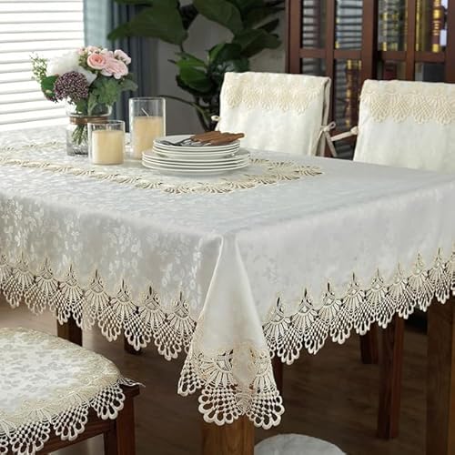 Luxuriöse Stickerei-Spitze-Tischdecke, rechteckig, runde Tischdecke, Blume, Elegante, ausgehöhlte Tischdecke, Tischflagge, Handtücher-Hm41, 140 x 200 cm von PGGOLF