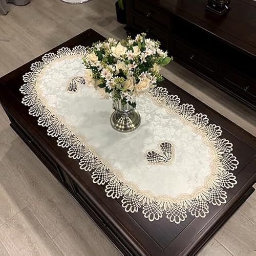 Ovale Tischdecke, Tisch, Esstisch, europäisches Besticktes Polyestergarn, Blumenstoff, Wohnzimmertischset, Spitze, modern, HM42, 40 x 90 cm, oval Ovale Tischdecke, Tisch, Esstisch, europäisches Besticktes Polyestergarn, Blumenstoff, Wohnzimmertischset, Spitze, modern, HM42, 40 x 90 cm, oval von PGGOLF