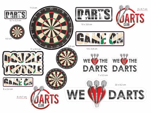 Darts Sticker Set - 14 Stück Dart Aufkleber Dart Sticker von PGONA