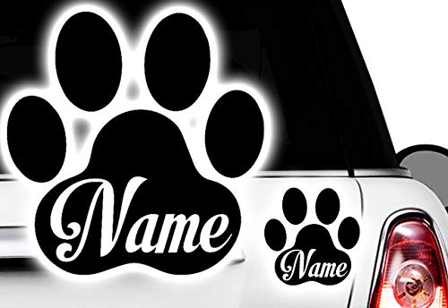HR-WERBEDESIGN Wunschname Pfote, Dog, Cat, Katzenpfote Hundepfote vvv Namen Aufkleber Sticker von PGONA