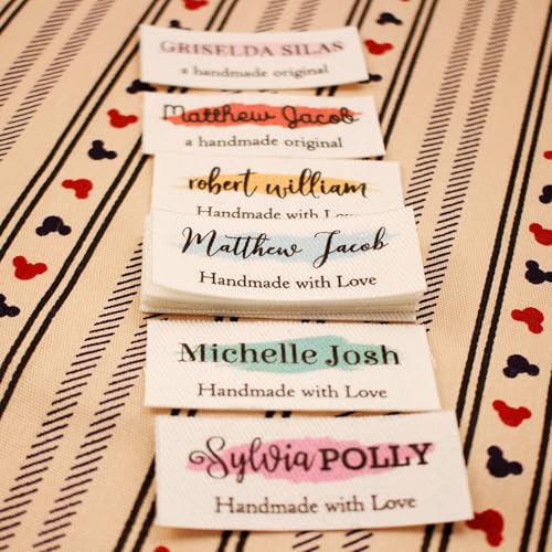 Etiketten zum Aufbügeln für Kleidung, Etiketten zum Aufbügeln mit Logo oder Text, Nähetiketten für Stricksachen, personalisierbar, 60 Stück, 20 x 50 mm von PGORSDOR