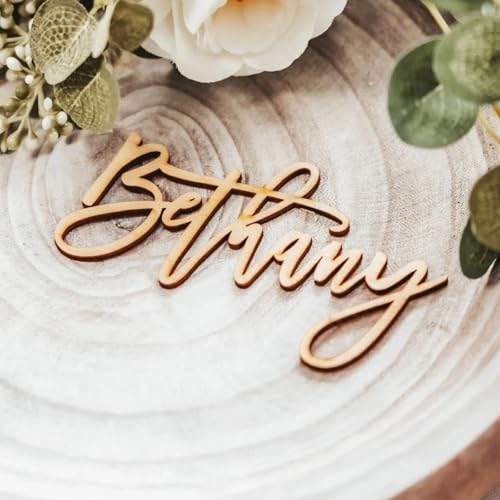 Personalisierte Holz-Tischkarten für Hochzeiten, Namensschilder für Hochzeit, personalisierter Holzschild-Name für Tischdekoration (10 Stück) von PGORSDOR
