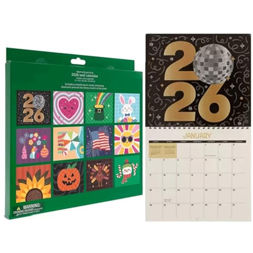 2026 Wall Calendar Diamond Painting Kit, Diamond Art Calendar,DIY diamond art calendar 2026,12-Month Flip Wall Calendar with To Do List for Christmas Home Office Decoration von PGSLPH