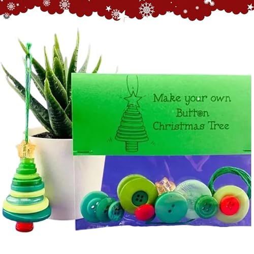 DIY Button Christmas Ornament Kit,Gifts for Xmas Tree Hanging Decorations,Fun Christmas Buttons Crafts Making Set, Hand-Assembled Fun Xmas Tree Hanging Decorations (1pcs-D) von PGSLPH