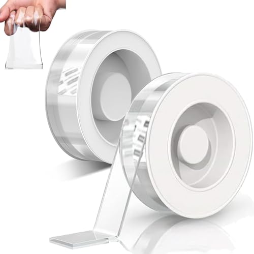 Doppelseitiges Klebeband Extra Stark,Transparent Nano Tape, Abnehmbar Spurlos Klebeband Doppelseitig Dünn für Teppich, Foto Wand, Küche, Zuhause, Auto oder Outdoor (2PCS) von PGSLPH
