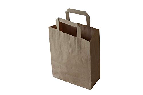 PGV Papiertragetaschen mit Flachhenkel BRAUN 22 + 10 x 36 cm (10 Stück) von PGV