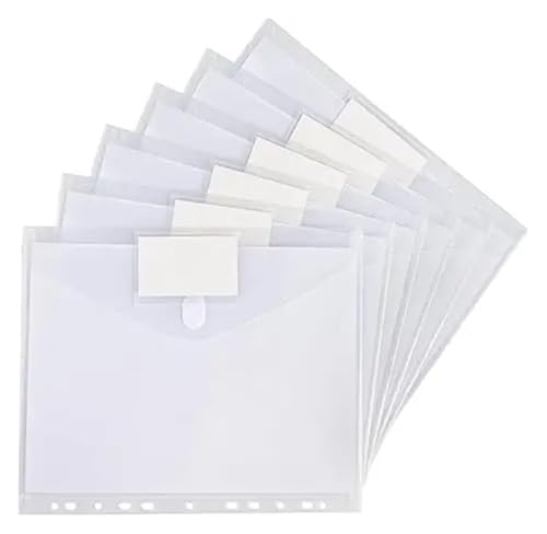 11 Löcher, 6er-Pack bunte/transparente Ordner mit Taschen, Ordner mit Taschen for Schulbedarf und Büro, Briefgröße(Style A-Clear 6PCS) von PGVXEM