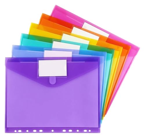11 Löcher, 6er-Pack bunte/transparente Ordner mit Taschen, Ordner mit Taschen for Schulbedarf und Büro, Briefgröße(Style A-Color 6PCS) von PGVXEM