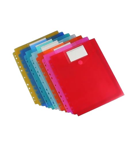11 Löcher, 6er-Pack bunte/transparente Ordner mit Taschen, Ordner mit Taschen for Schulbedarf und Büro, Briefgröße(Style B-Color 6PCS) von PGVXEM