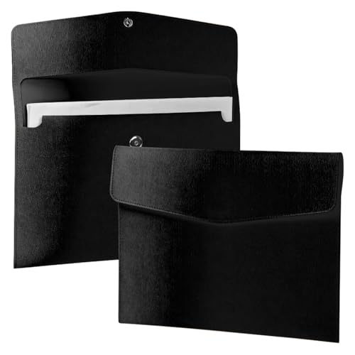 2 Stück A4 Tragbare Dateiaufbewahrungstasche PU-Material Erweiterbarer Ordner - Dateiaufbewahrungsmanager(Black) von PGVXEM