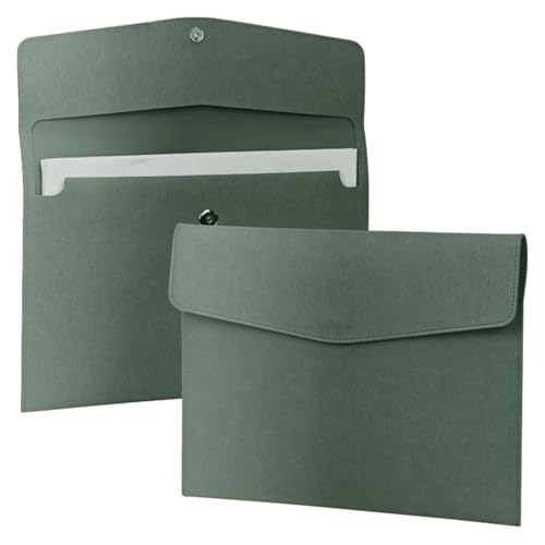 2 Stück A4 Tragbare Dateiaufbewahrungstasche PU-Material Erweiterbarer Ordner - Dateiaufbewahrungsmanager(Blackish green) von PGVXEM
