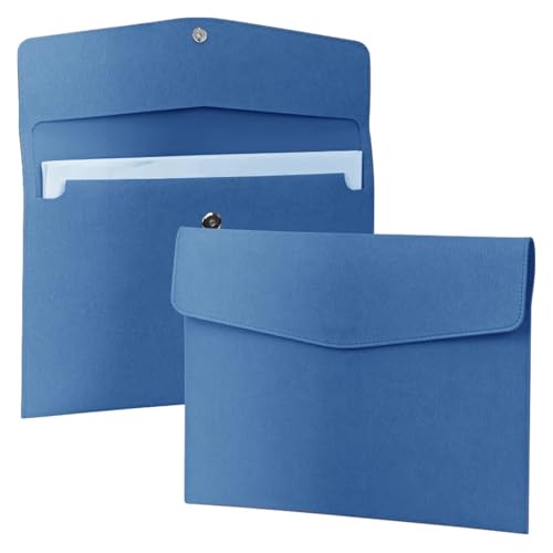2 Stück A4 Tragbare Dateiaufbewahrungstasche PU-Material Erweiterbarer Ordner - Dateiaufbewahrungsmanager(Blue) von PGVXEM