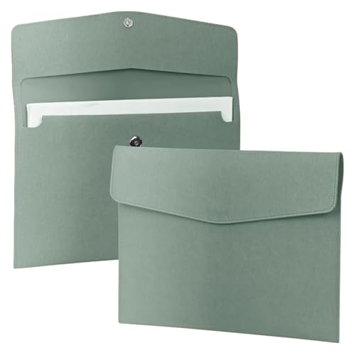 2 Stück A4 Tragbare Dateiaufbewahrungstasche PU-Material Erweiterbarer Ordner - Dateiaufbewahrungsmanager(Green) von PGVXEM