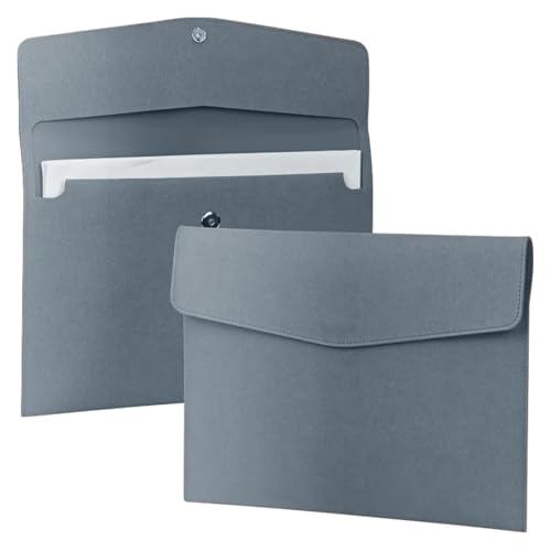 2 Stück A4 Tragbare Dateiaufbewahrungstasche PU-Material Erweiterbarer Ordner - Dateiaufbewahrungsmanager(Grey) von PGVXEM