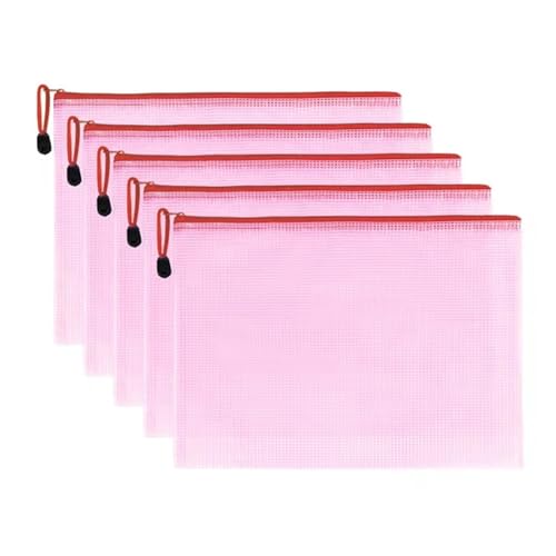 5 teile/los Gridding Zipper Tasche Klar PVC A4 Binder Taschen Dokument Stift Einreichung Produkte Ordner for Büro & Schule(5PCS Red) von PGVXEM