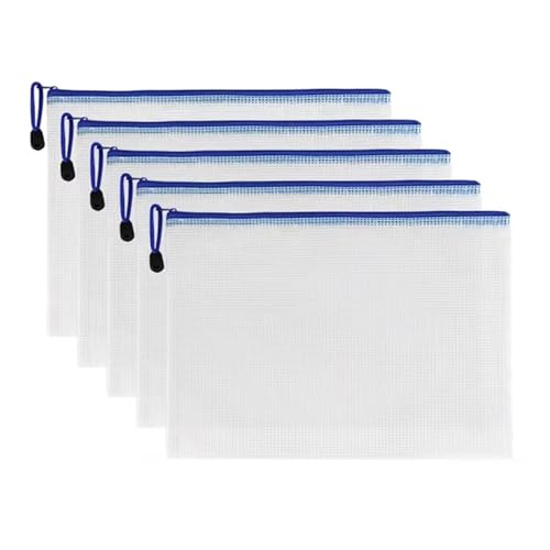 5 teile/los Gridding Zipper Tasche Klar PVC A4 Binder Taschen Dokument Stift Einreichung Produkte Ordner for Büro & Schule(5PCS White) von PGVXEM