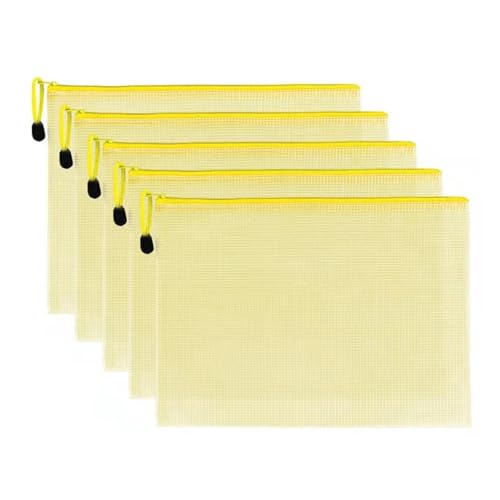 5 teile/los Gridding Zipper Tasche Klar PVC A4 Binder Taschen Dokument Stift Einreichung Produkte Ordner for Büro & Schule(5PCS Yellow) von PGVXEM