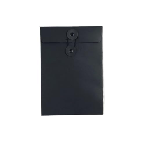 50 Stück einfarbige Aktentaschen, leere Aufbewahrungstaschen aus Kraftpapier for Postkarten, A5, A6, A7, bodenlose Umschlagschlaufen, Seil-Aufbewahrungstaschen for Karten(Black,210x145mm) von PGVXEM
