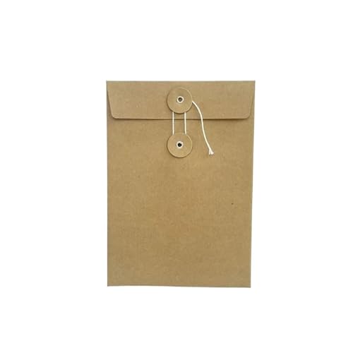 50 Stück einfarbige Aktentaschen, leere Aufbewahrungstaschen aus Kraftpapier for Postkarten, A5, A6, A7, bodenlose Umschlagschlaufen, Seil-Aufbewahrungstaschen for Karten(Yellow cowhide,210x145mm) von PGVXEM