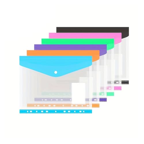 6 Stück transparente Aktentaschen aus Kunststoff – geeignet for Aktentaschen mit 2/3/4 Ringen, sechs Farben/Set von PGVXEM