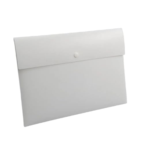 A4 A5 Aktenordner Taschen Jacke Kunststoffumschlag Flacher Dokumenten-Organizer mit Druckknopfverschluss(White-23X17CM) von PGVXEM