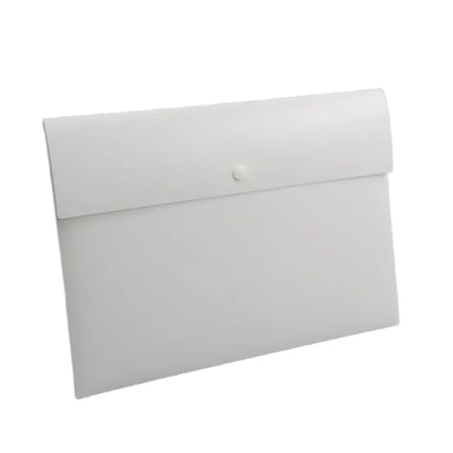 A4 A5 Aktenordner Taschen Jacke Kunststoffumschlag Papier-Organizer Flacher Dokumenten-Organizer mit Druckknopfverschluss(White-33X23CM) von PGVXEM