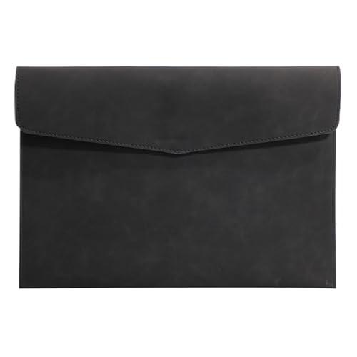 A4-Aktenordner aus Leder, einfache Dokumententasche mit großer Kapazität, Aktentasche, Daten, Vertragsrechnung, Aktentasche, Büropapier-Organizer(Black) von PGVXEM