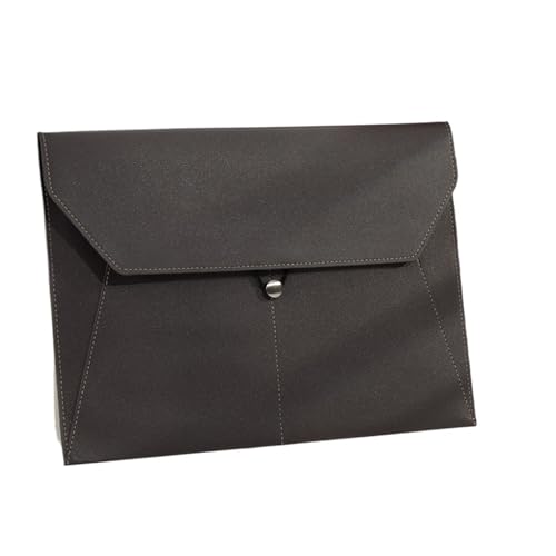A4-Aktenordner aus Leder, einfache Dokumententasche mit großer Kapazität, Aktentasche for Daten, Verträge, Rechnungen, Aktentasche for Schule und Bürobedarf(Black) von PGVXEM