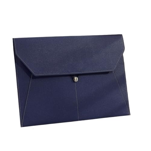 A4-Aktenordner aus Leder, einfache Dokumententasche mit großer Kapazität, Aktentasche for Daten, Verträge, Rechnungen, Aktentasche for Schule und Bürobedarf(Blue) von PGVXEM