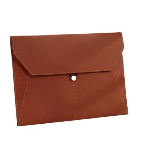 A4-Aktenordner aus Leder, einfache Dokumententasche mit großer Kapazität, Aktentasche for Daten, Verträge, Rechnungen, Aktentasche for Schule und Bürobedarf(Brown) von PGVXEM