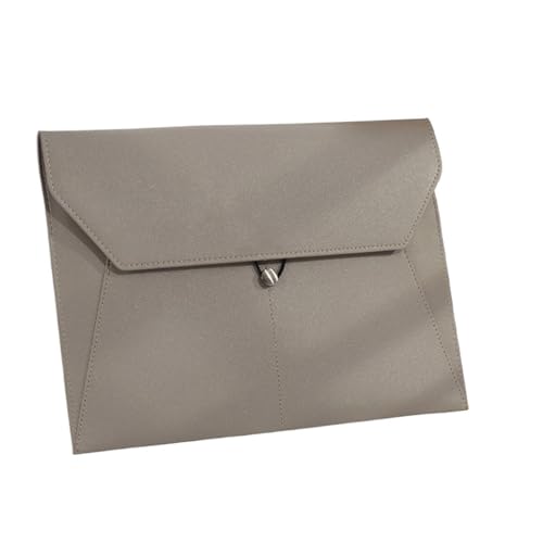 A4-Aktenordner aus Leder, einfache Dokumententasche mit großer Kapazität, Aktentasche for Daten, Verträge, Rechnungen, Aktentasche for Schule und Bürobedarf(Grey) von PGVXEM