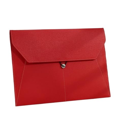 A4-Aktenordner aus Leder, einfache Dokumententasche mit großer Kapazität, Aktentasche for Daten, Verträge, Rechnungen, Aktentasche for Schule und Bürobedarf(Red) von PGVXEM