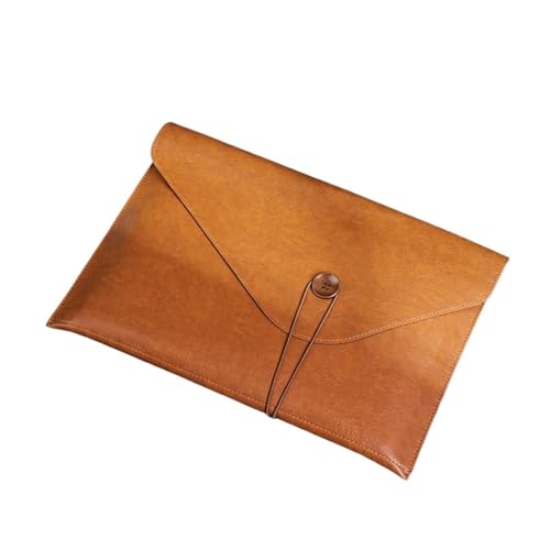 A4-Aktenordner aus Leder mit Knopf, Datenpaket, Dokumententasche, Aktentasche, Datenvertrag, Rechnungsdatei, Schulbürobedarf(Brown) von PGVXEM