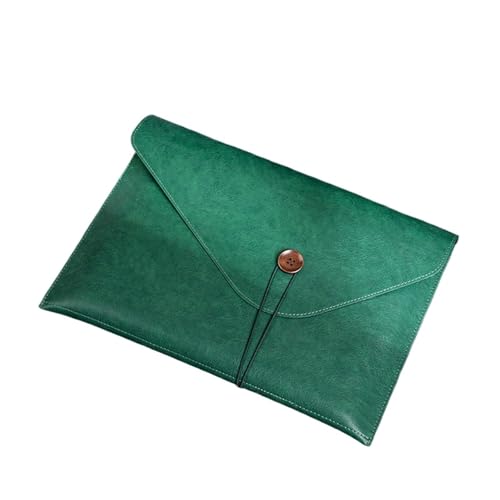 A4-Aktenordner aus Leder mit Knopf, Datenpaket, Dokumententasche, Aktentasche, Datenvertrag, Rechnungsdatei, Schulbürobedarf(Green) von PGVXEM