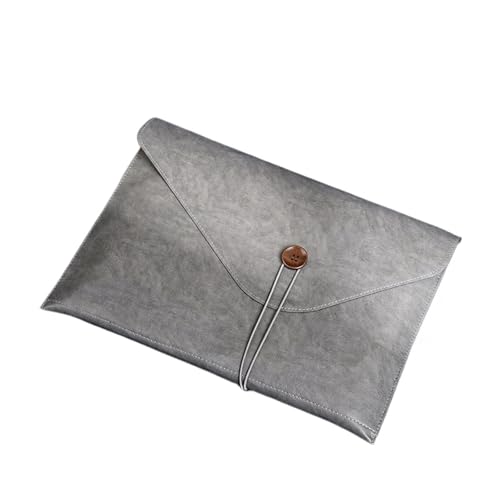 A4-Aktenordner aus Leder mit Knopf, Datenpaket, Dokumententasche, Aktentasche, Datenvertrag, Rechnungsdatei, Schulbürobedarf(Grey) von PGVXEM
