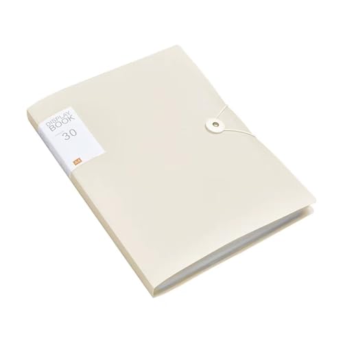 A4-Dateiordner, Sichtbuch mit Schnalle, 30 Seiten, transparenter Einlage, Papier, Dokumenten-Organizer, Tasche for Büro, Schulbedarf(Beige 30 Pages) von PGVXEM