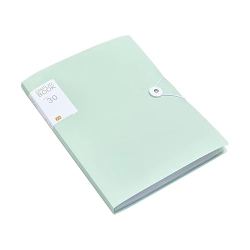 A4-Dateiordner, Sichtbuch mit Schnalle, 30 Seiten, transparenter Einlage, Papier, Dokumenten-Organizer, Tasche for Büro, Schulbedarf(Green 30 Pages) von PGVXEM