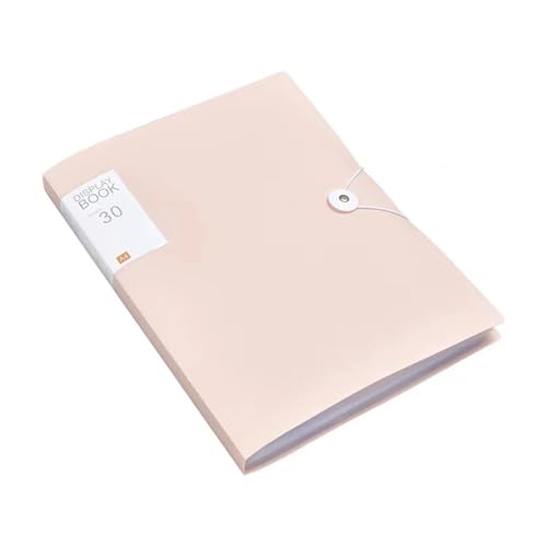 A4-Dateiordner, Sichtbuch mit Schnalle, 30 Seiten, transparenter Einlage, Papier, Dokumenten-Organizer, Tasche for Büro, Schulbedarf(Light Pink 30 Pages) von PGVXEM