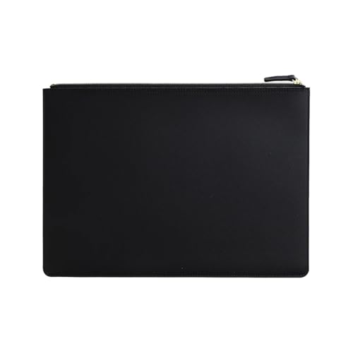 A4-Ledertasche mit Reißverschluss in mehreren Farben, Business-Aktentasche, PU-Dokumententasche for den professionellen Einsatz(Black) von PGVXEM
