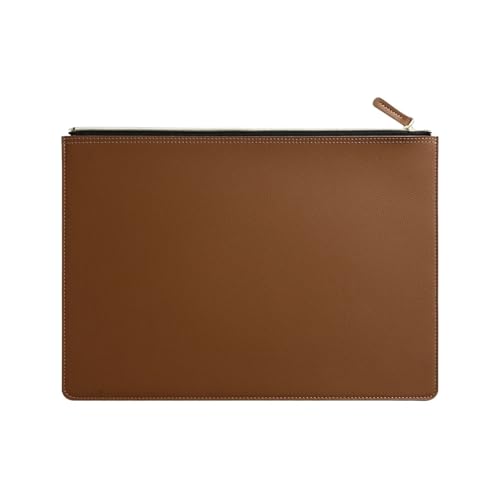 A4-Ledertasche mit Reißverschluss in mehreren Farben, Business-Aktentasche, PU-Dokumententasche for den professionellen Einsatz(Brown) von PGVXEM