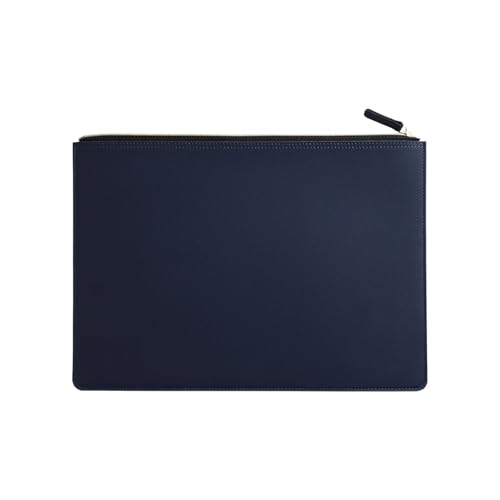 A4-Ledertasche mit Reißverschluss in mehreren Farben, Business-Aktentasche, PU-Dokumententasche for den professionellen Einsatz(Dark blue) von PGVXEM