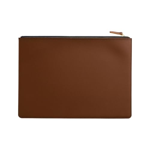 A4-Ledertasche mit Reißverschluss in mehreren Farben, Business-Aktentasche, PU-Dokumententasche for den professionellen Einsatz(Dark brown) von PGVXEM