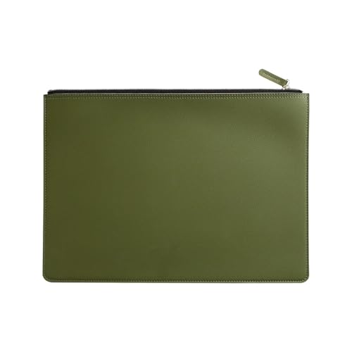 A4-Ledertasche mit Reißverschluss in mehreren Farben, Business-Aktentasche, PU-Dokumententasche for den professionellen Einsatz(Haze Green) von PGVXEM