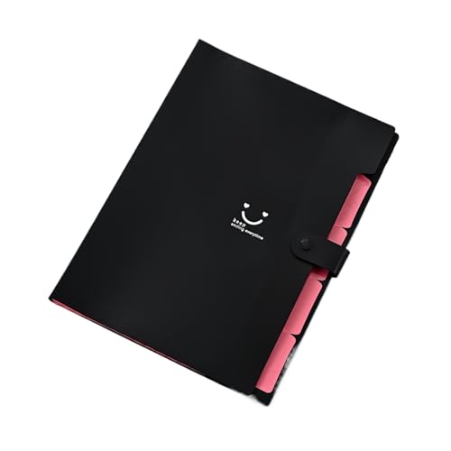 A4-Ordner-Dateitasche, mehrschichtig, Bonbonfarbe, fünf Gitter, Orgeltaschen, große Kapazität, einfache Büro- und Schulmaterialien, Schreibwaren(Black) von PGVXEM