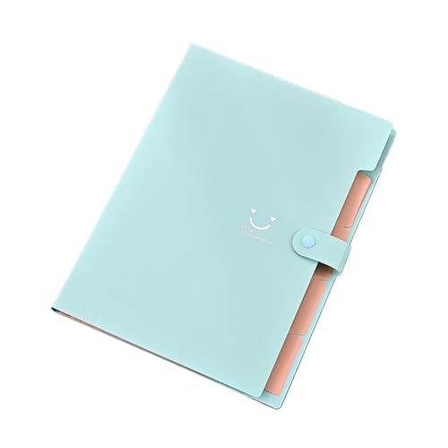 A4-Ordner-Dateitasche, mehrschichtig, Bonbonfarbe, fünf Gitter, Orgeltaschen, große Kapazität, einfache Büro- und Schulmaterialien, Schreibwaren(Cyan) von PGVXEM